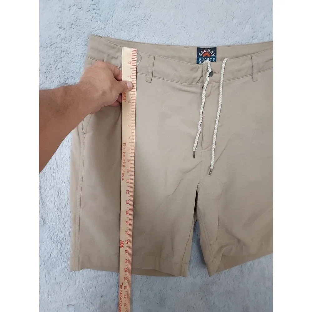 Faherty All Day Shorts Men 36 Hybrid Stretch Khaki Tan Drawstring Outdoor Casual
